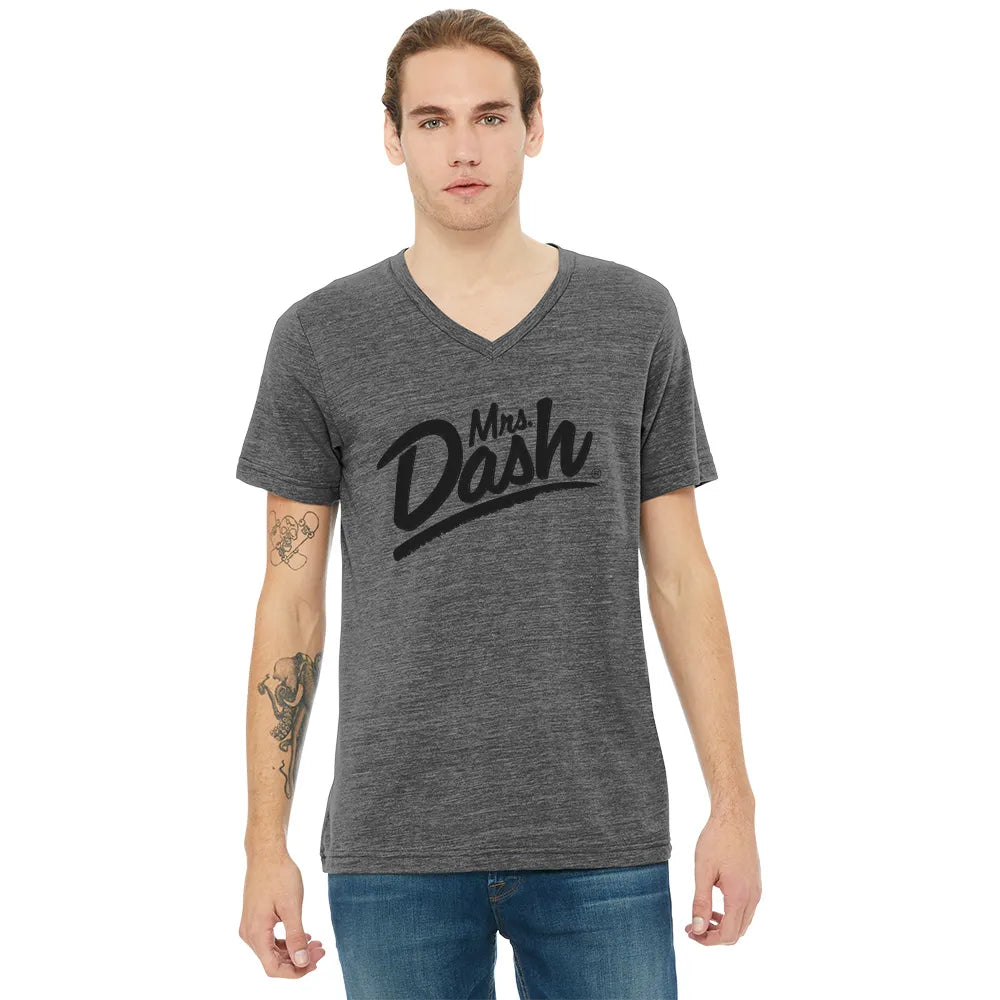 BELLA+CANVAS Unisex Textured Jersey V-Neck Tee Decorated - Asphalt Grey Slub