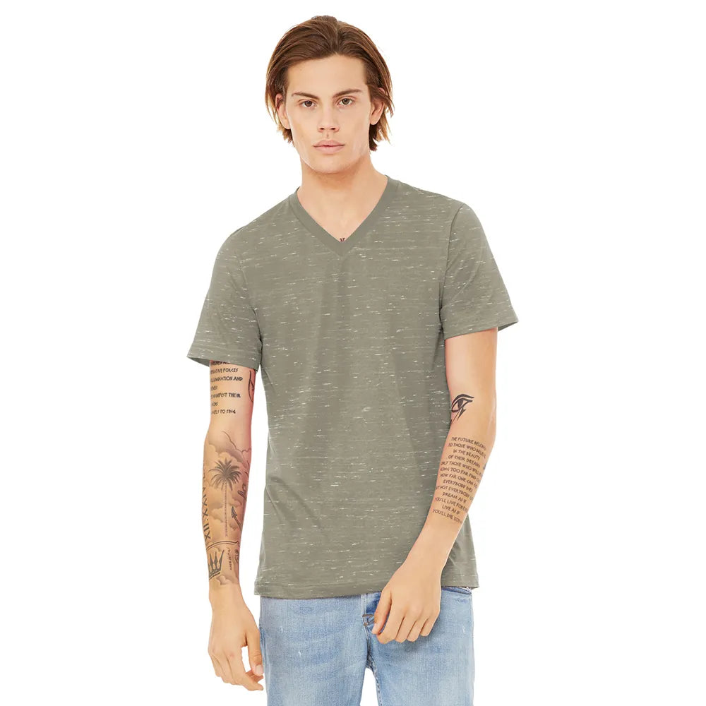 BELLA+CANVAS Unisex Textured Jersey V-Neck Tee Decorated - Stone Grey Marble