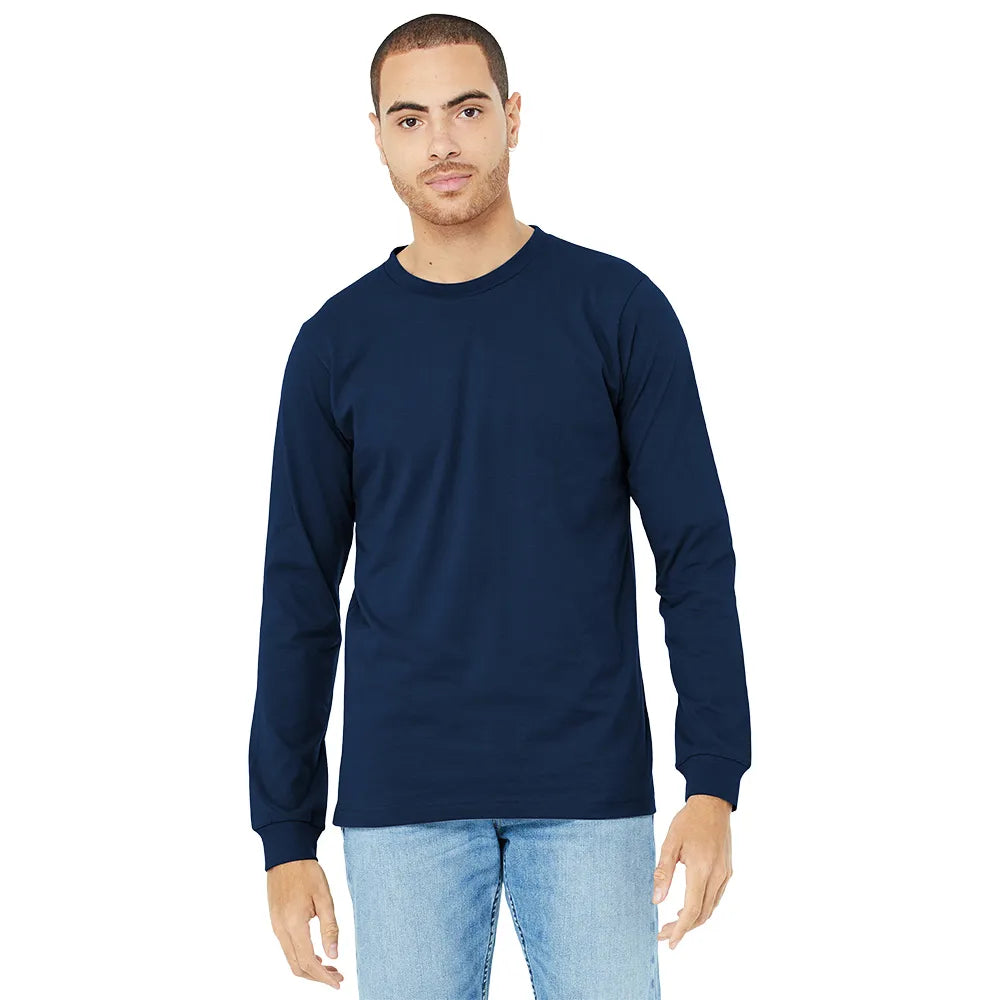 BELLA+CANVAS Unisex Jersey Long Sleeve Tee Decorated - Navy Blue