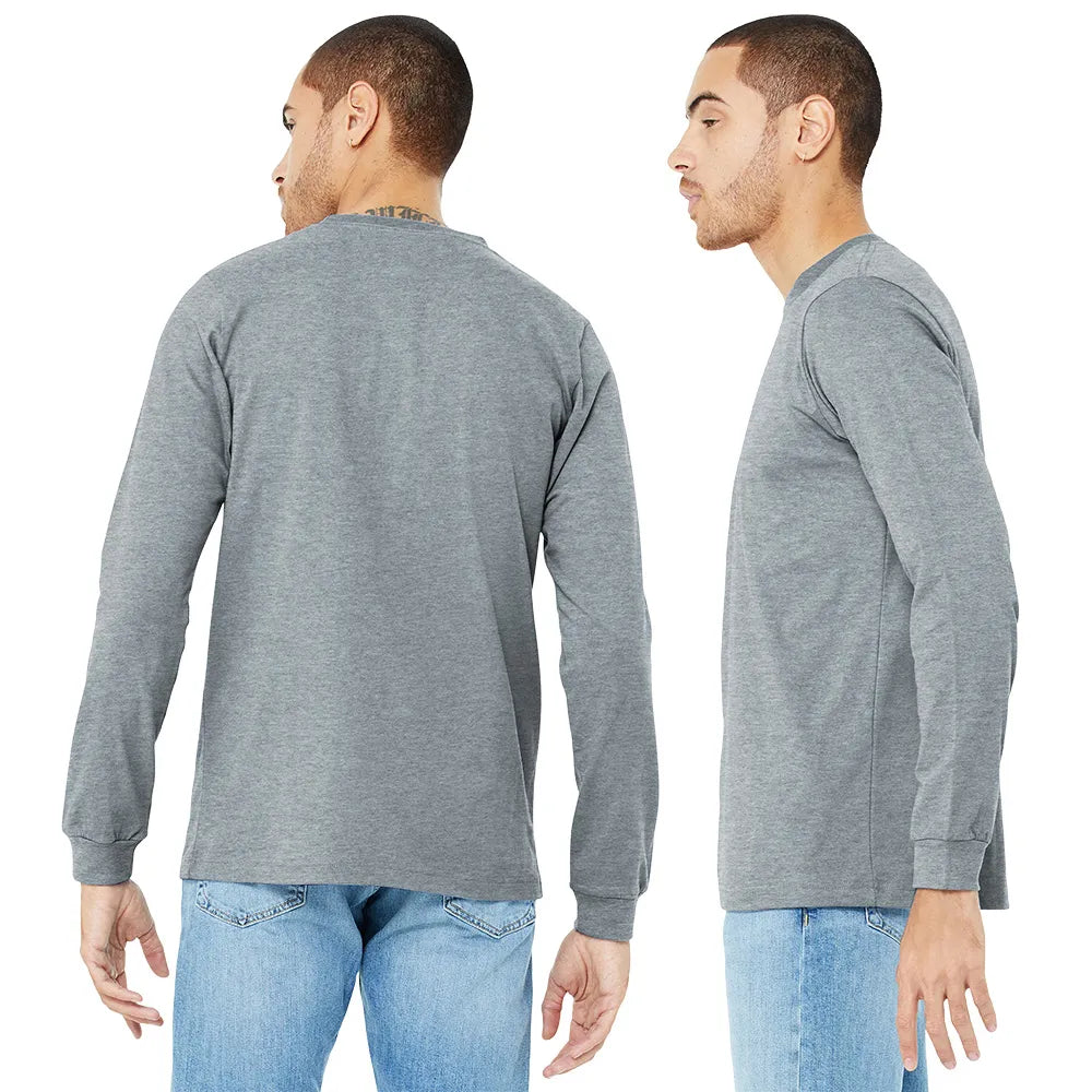 BELLA+CANVAS Unisex Heather CVC Long Sleeve Tee Decorated - Black Heather