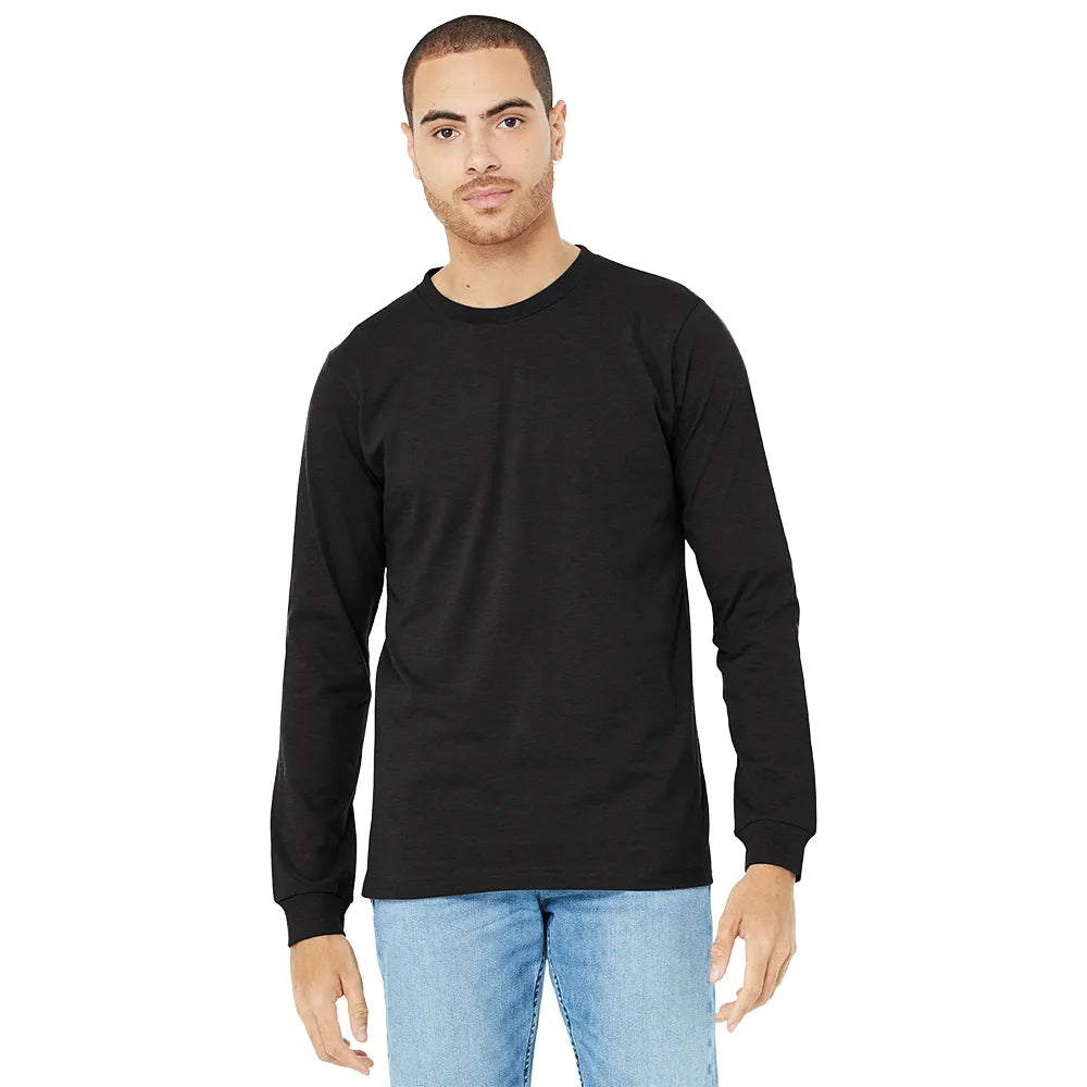 BELLA+CANVAS Unisex Heather CVC Long Sleeve Tee Decorated - Dark Grey Heather