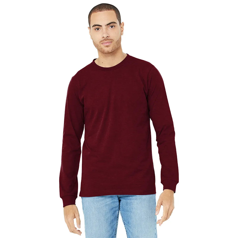 BELLA+CANVAS Unisex Heather CVC Long Sleeve Tee Decorated - Heather Deep Teal Blue