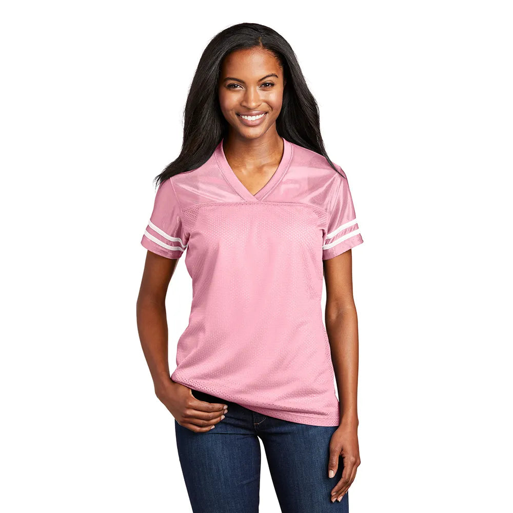 Sport-Tek Women's PosiCharge Replica Jersey Decorated - Light Pink/White