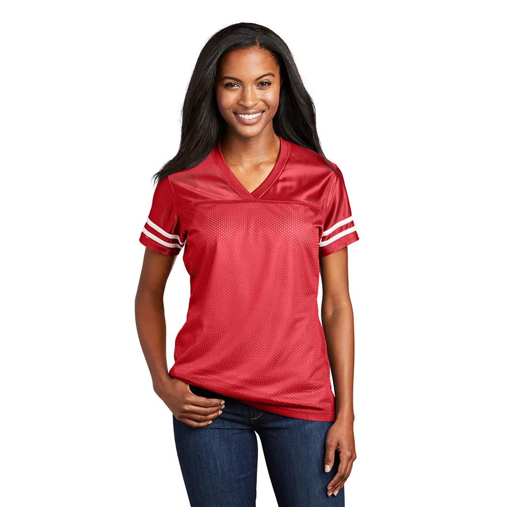 Sport-Tek Women's PosiCharge Replica Jersey Decorated - True Red/White