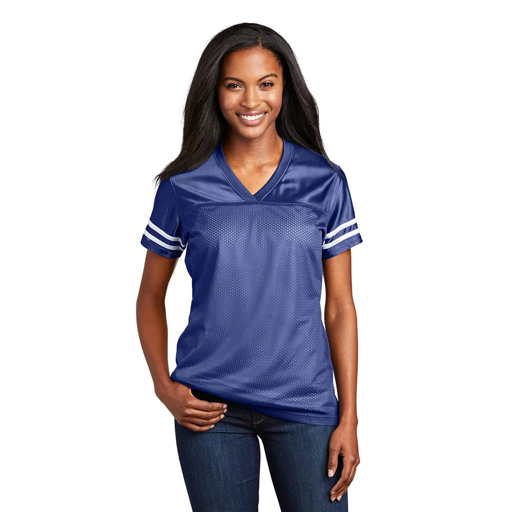 Sport-Tek Women's PosiCharge Replica Jersey Decorated - True Royal Blue/White