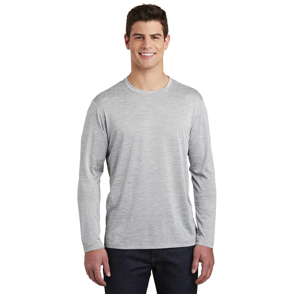 Sport-Tek Long Sleeve PosiCharge Electric Heather Tee Decorated - Silver Grey Electric