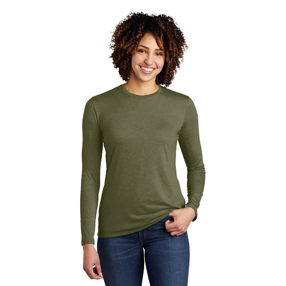 Allmade Women’s Tri-Blend Long Sleeve Tee Decorated - Olive You Green