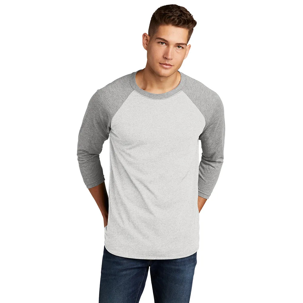 Next Level Apparel Unisex Tri-Blend 3/4-Sleeve Raglan Tee Decorated - Prem Grey Hthr/Hthr White