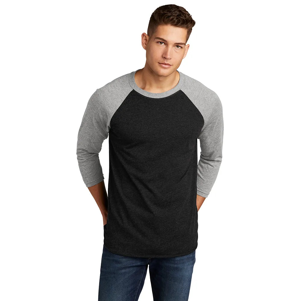 Next Level Apparel Unisex Tri-Blend 3/4-Sleeve Raglan Tee Decorated - Prem Grey Hthr/VTG Black