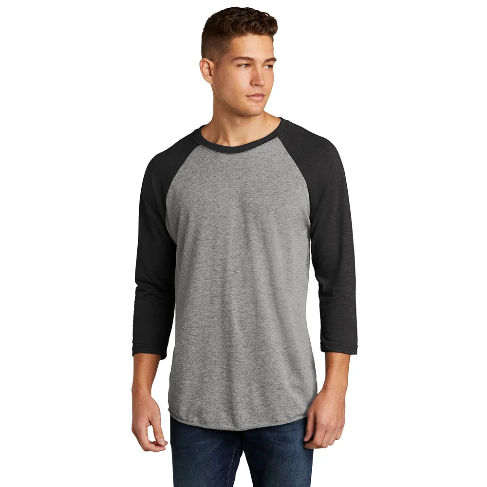 Next Level Apparel Unisex Tri-Blend 3/4-Sleeve Raglan Tee Decorated - VTG Black/Prem Grey Hthr