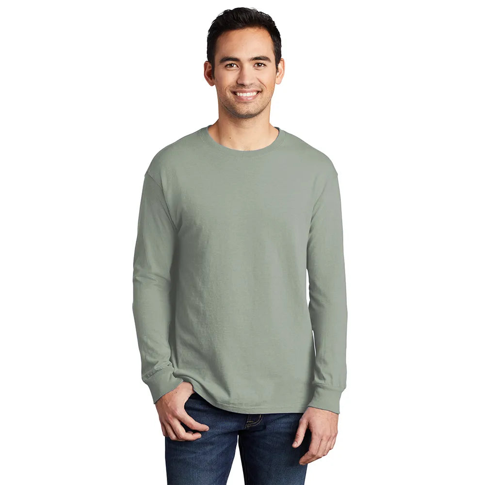 Port & Company Beach Wash Garment-Dyed Long Sleeve Tee Decorated - Dove Grey