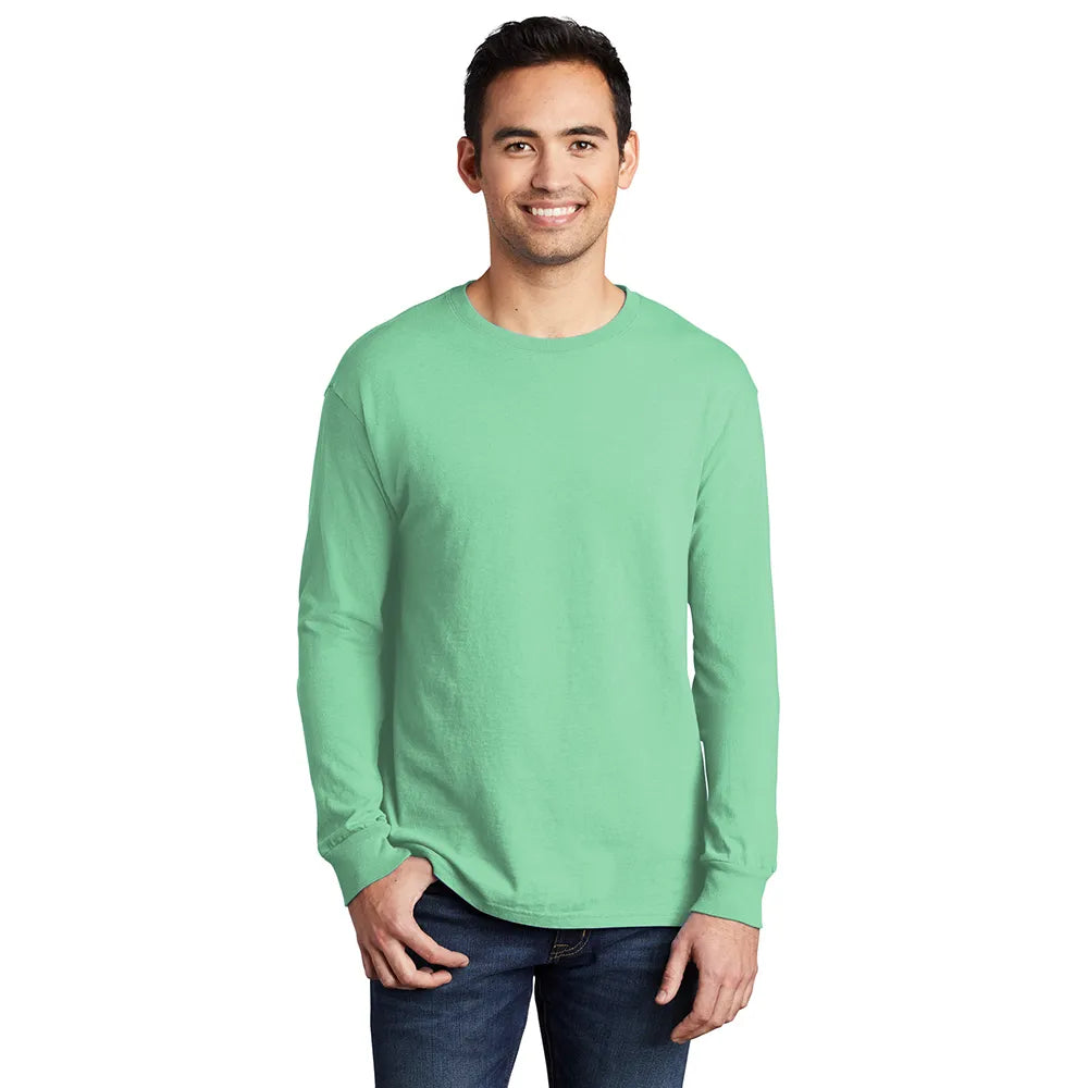 Port & Company Beach Wash Garment-Dyed Long Sleeve Tee Decorated - Jadeite Green