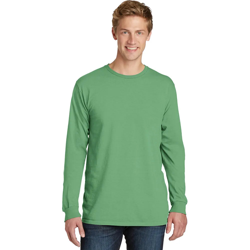 Port & Company Beach Wash Garment-Dyed Long Sleeve Tee Decorated - Safari Green