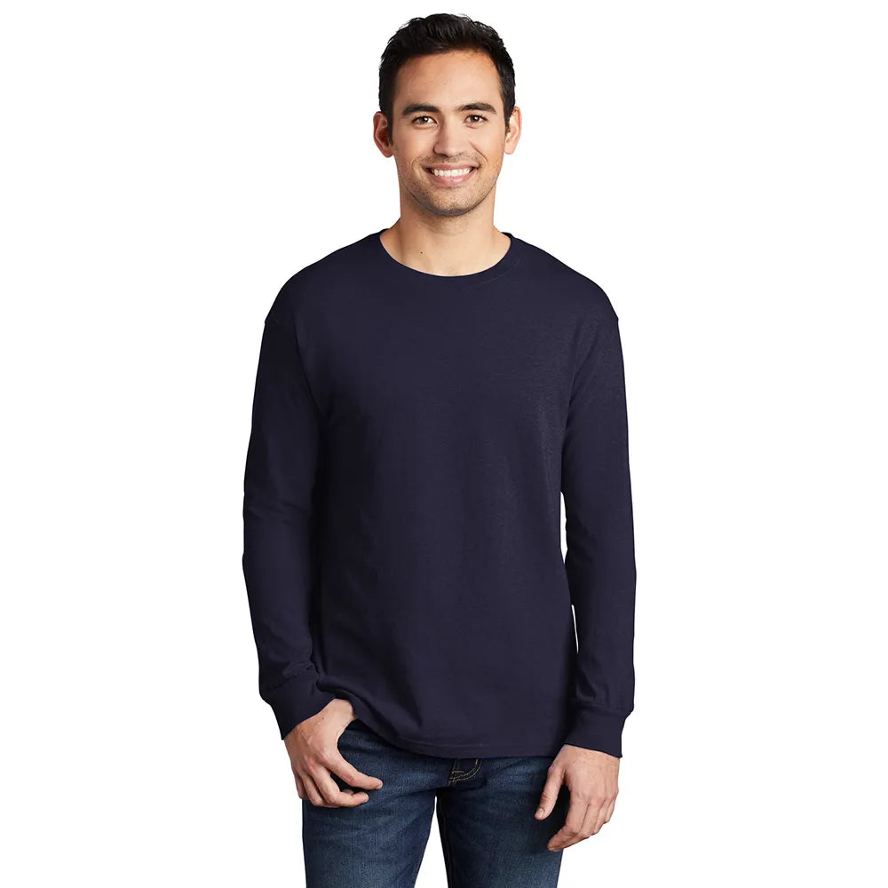 Port & Company Beach Wash Garment-Dyed Long Sleeve Tee Decorated - True Navy Blue