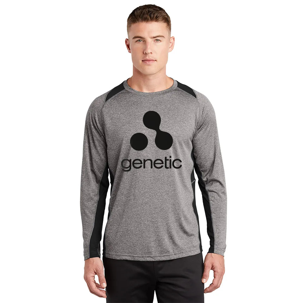 Sport-Tek Long Sleeve Heather Colorblock Contender Tee Decorated - Vintage Grey Heather/Black