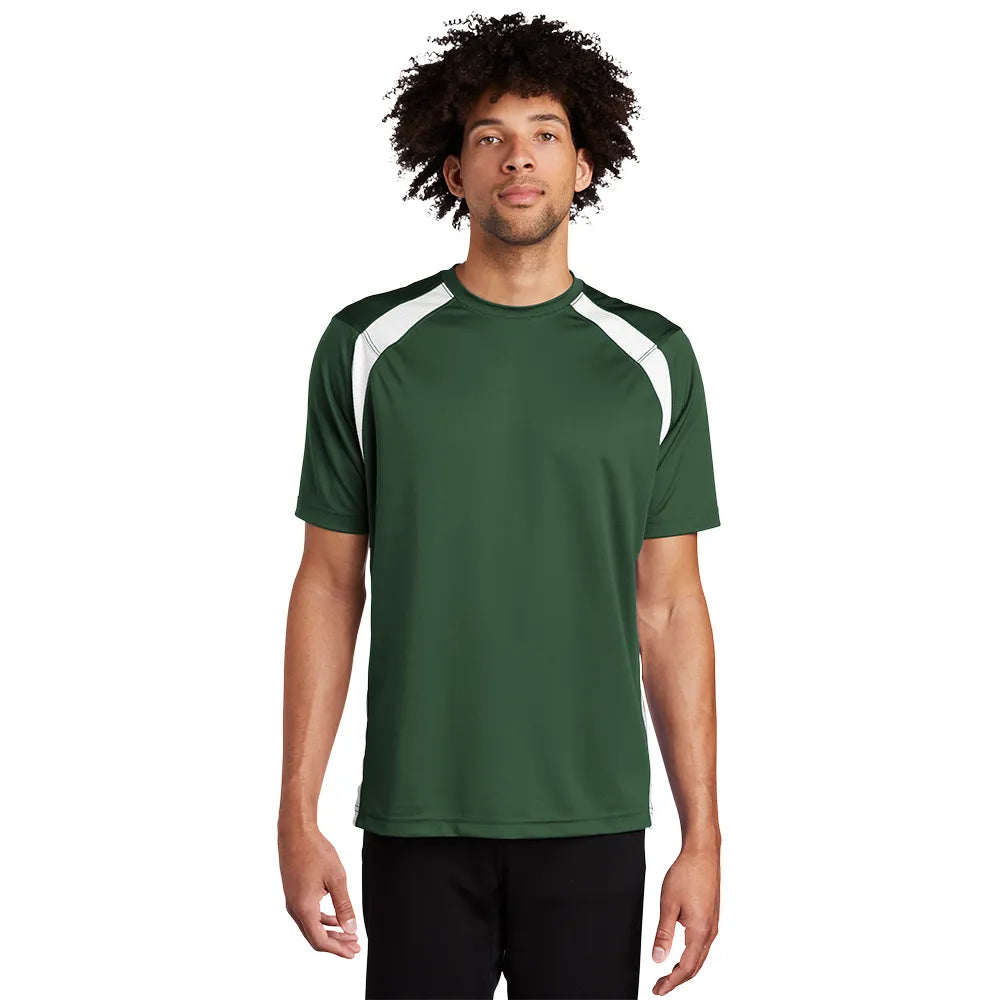 Sport-Tek Dry Zone Colorblock Crew Decorated - Forest Green/White