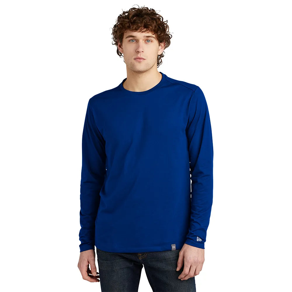 New Era Heritage Blend Long Sleeve Crew Tee Decorated - Royal Blue
