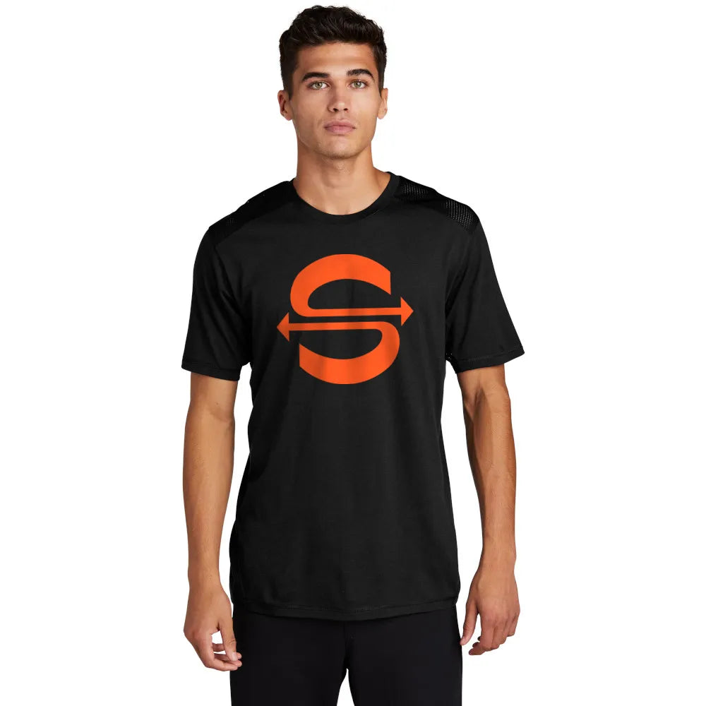Sport-Tek PosiCharge Tri-Blend Wicking Draft Tee Decorated - Black/Black Triad Solid