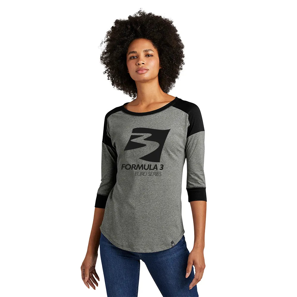 New Era Women's Heritage Blend 3/4-Sleeve Baseball Raglan Tee Decorated - Black/Black Twist