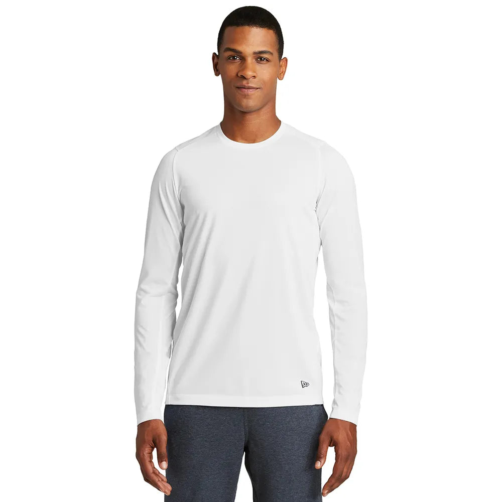 New Era Series Performance Long Sleeve Crew Tee Decorated - White Solid