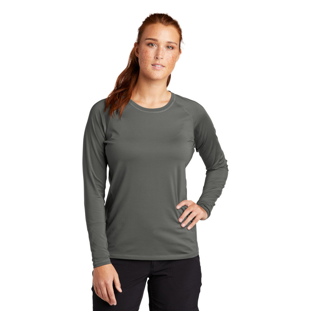 Sport-Tek Women's Long Sleeve Rashguard Tee Decorated - Dark Smoke Grey