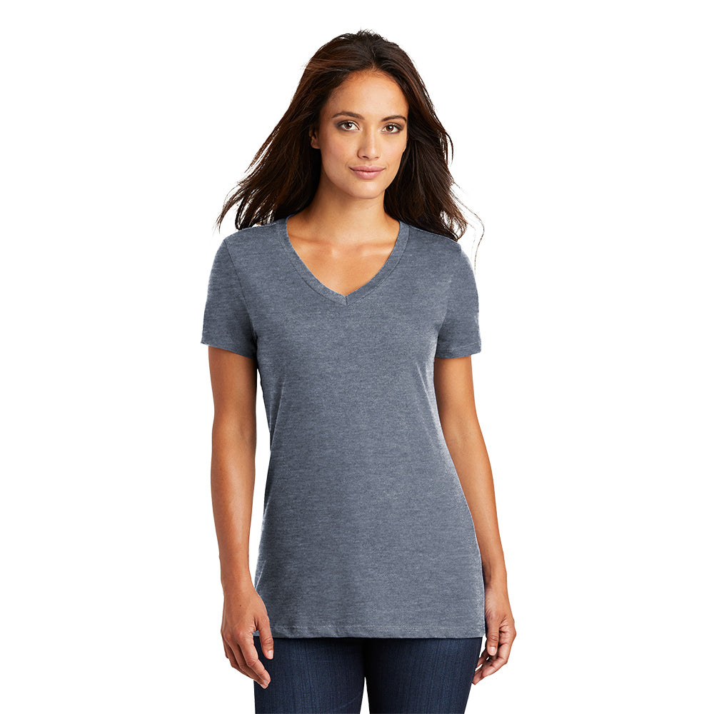 District Women’s Perfect Weight V-Neck Tee Decorated - Heathered Navy Blue