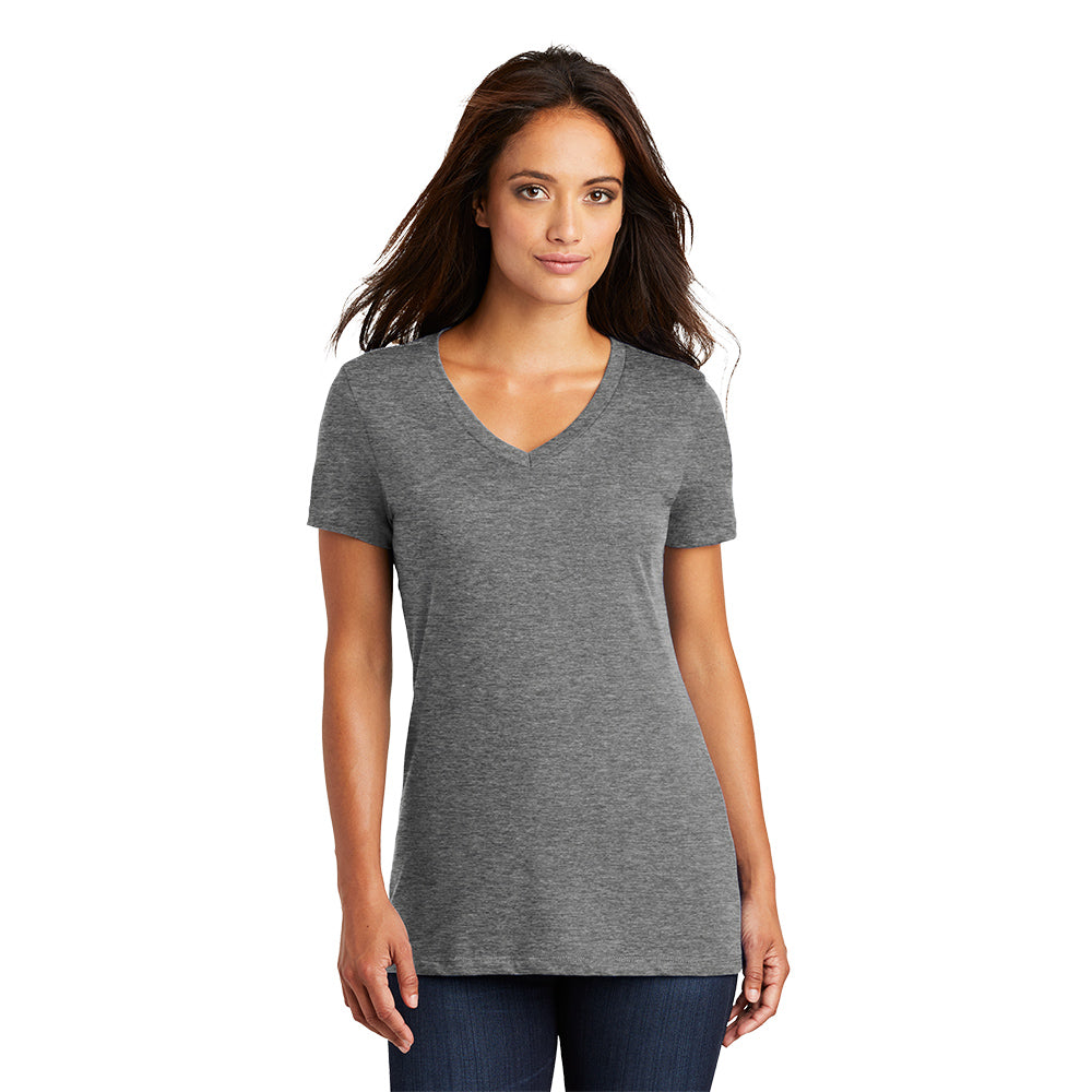 District Women’s Perfect Weight V-Neck Tee Decorated - Heathered Nickel Grey
