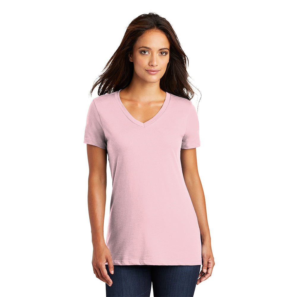 District Women’s Perfect Weight V-Neck Tee Decorated - Light Pink