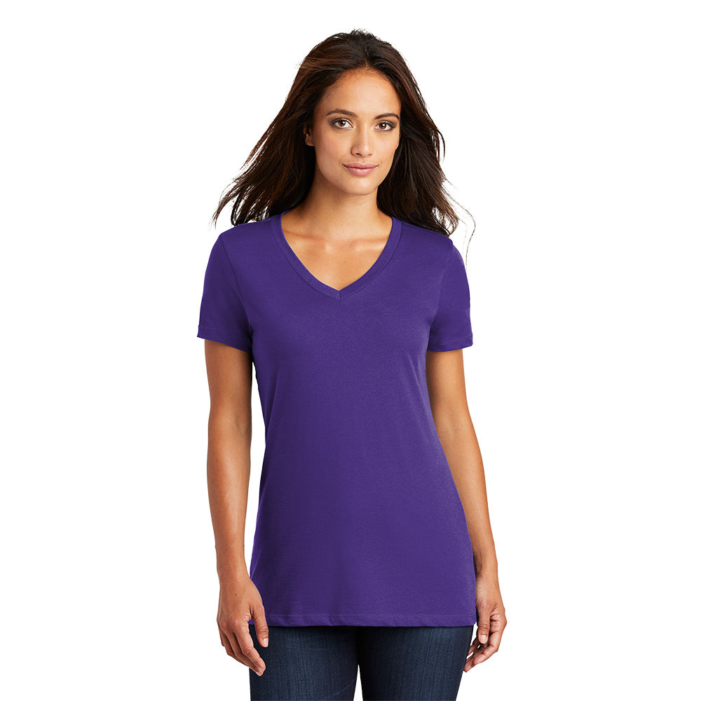 District Women’s Perfect Weight V-Neck Tee Decorated - Purple