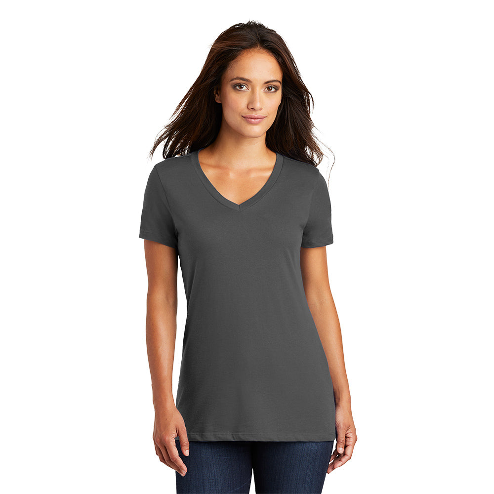 District Women’s Perfect Weight V-Neck Tee Decorated - Charcoal Grey