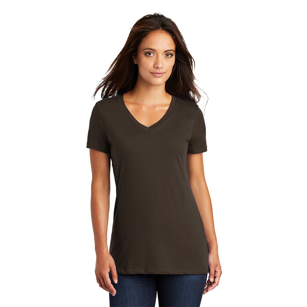 District Women’s Perfect Weight V-Neck Tee Decorated - Espresso Brown