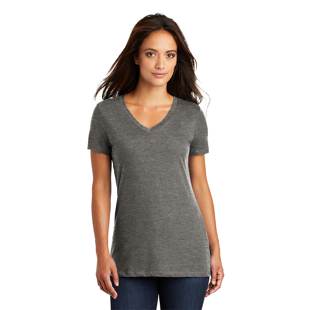 District Women’s Perfect Weight V-Neck Tee Decorated - Heathered Charcoal Grey