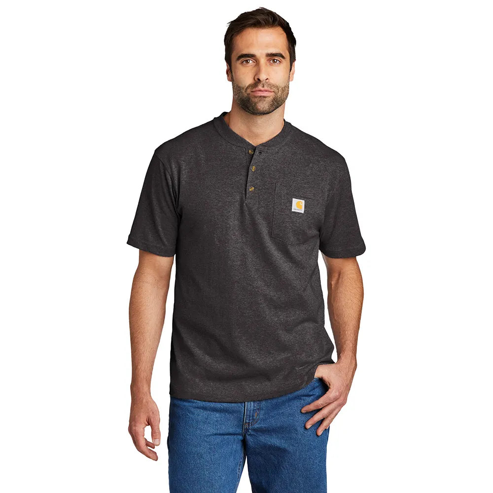 Carhartt Short Sleeve Henley T-Shirt Decorated - Carbon Grey Heather