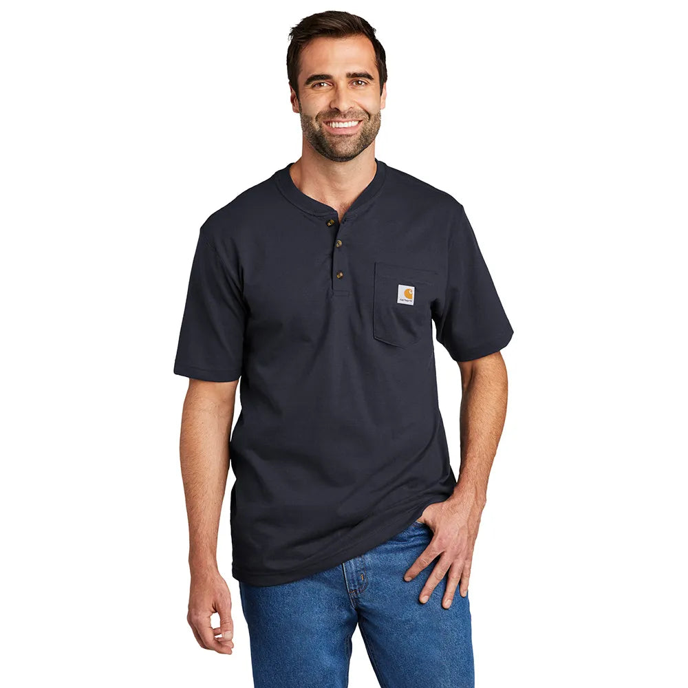 Carhartt Short Sleeve Henley T-Shirt Decorated - Navy Blue