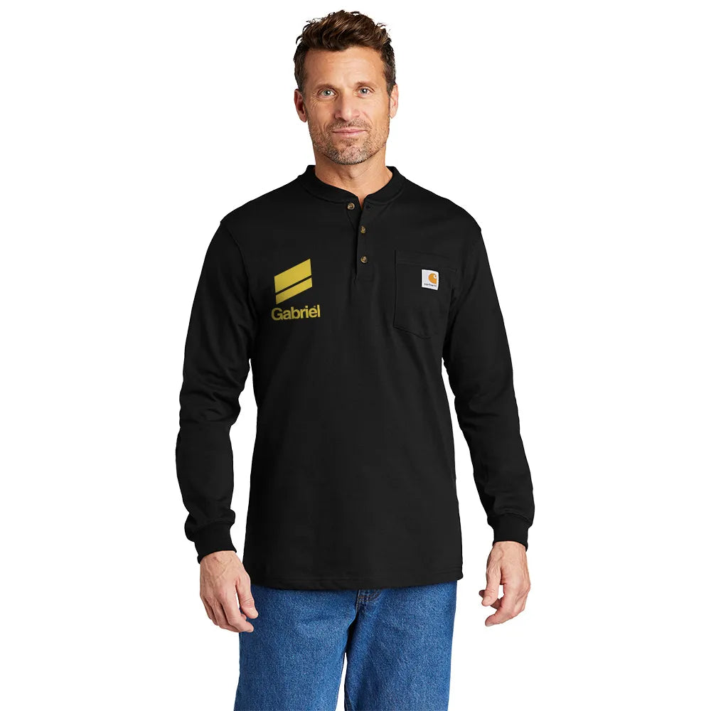 Carhartt Long Sleeve Henley T-Shirt Decorated - Black