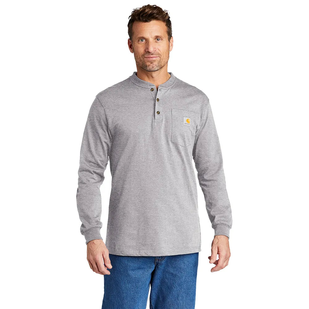 Carhartt Long Sleeve Henley T-Shirt Decorated - Heather Grey
