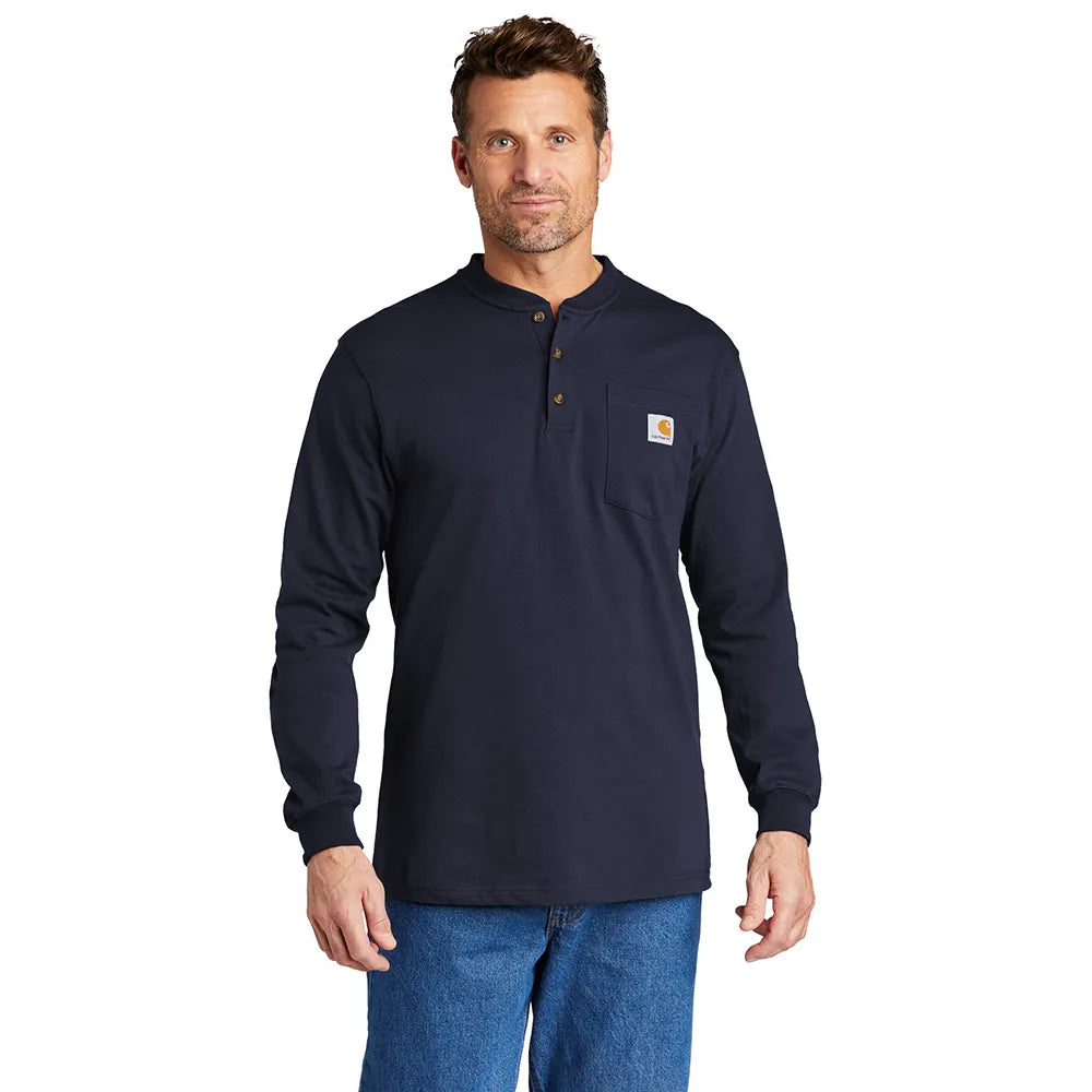 Carhartt Long Sleeve Henley T-Shirt Decorated - Navy Blue