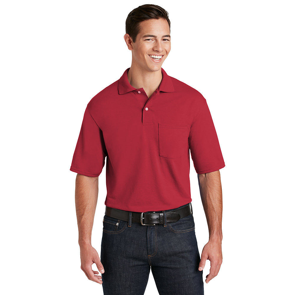 JERZEES SpotShield 5.4-Ounce Jersey Knit Sport Embroidered Shirt with Pocket