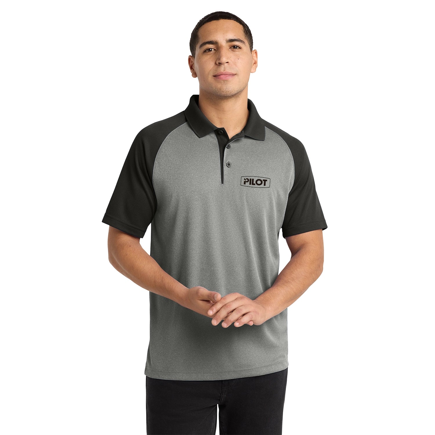 Sport-Tek PosiCharge RacerMesh Raglan Heather Block Embroidered Polo