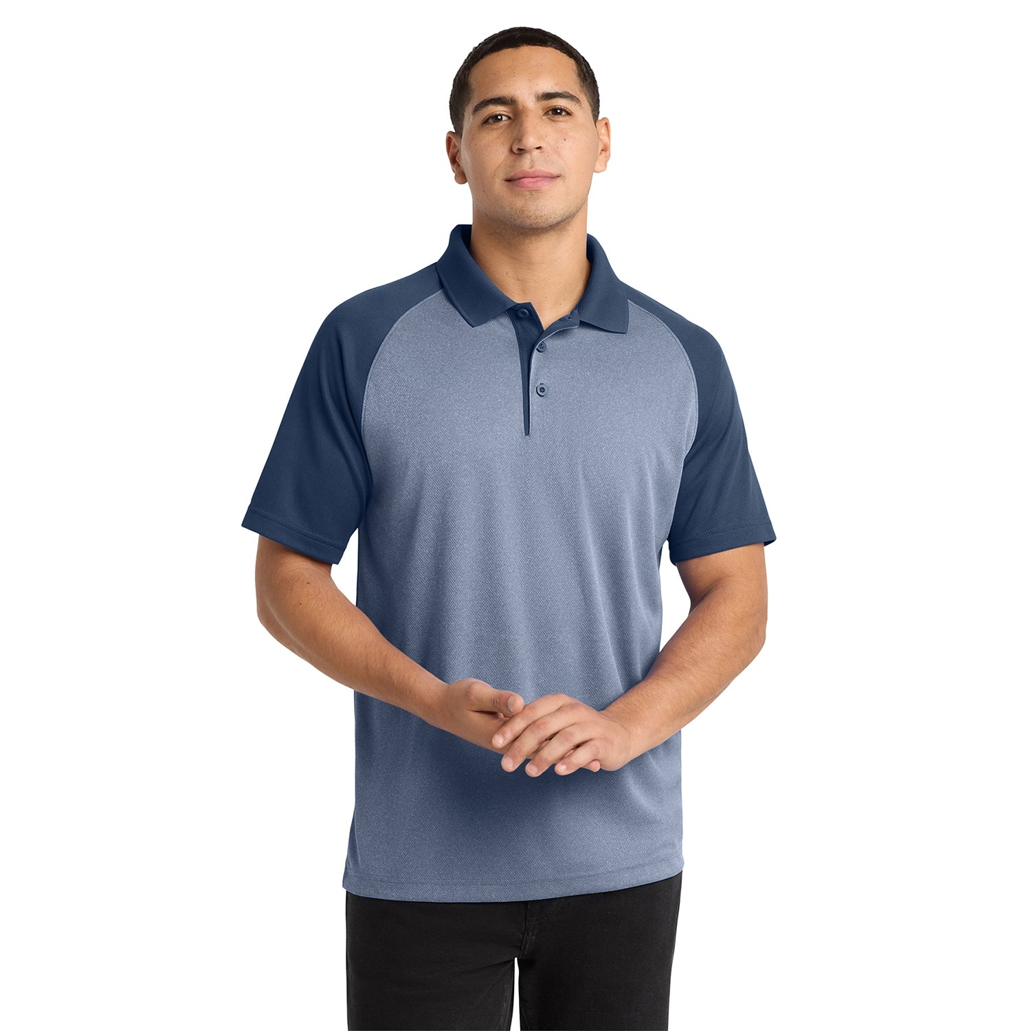 Sport-Tek PosiCharge RacerMesh Raglan Heather Block Embroidered Polo
