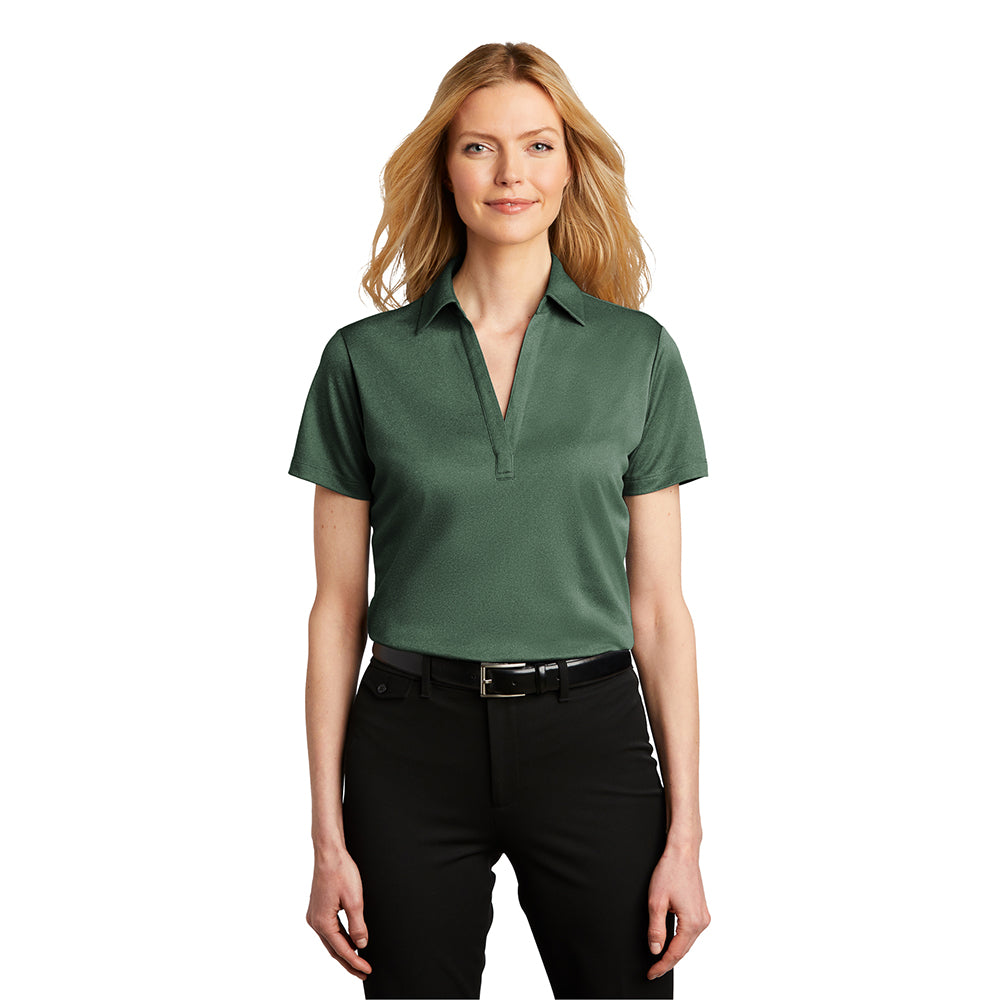 Port Authority Port Authority Women's Heathered Silk Touch Performance Embroidered Polo - Navy Blue Heather