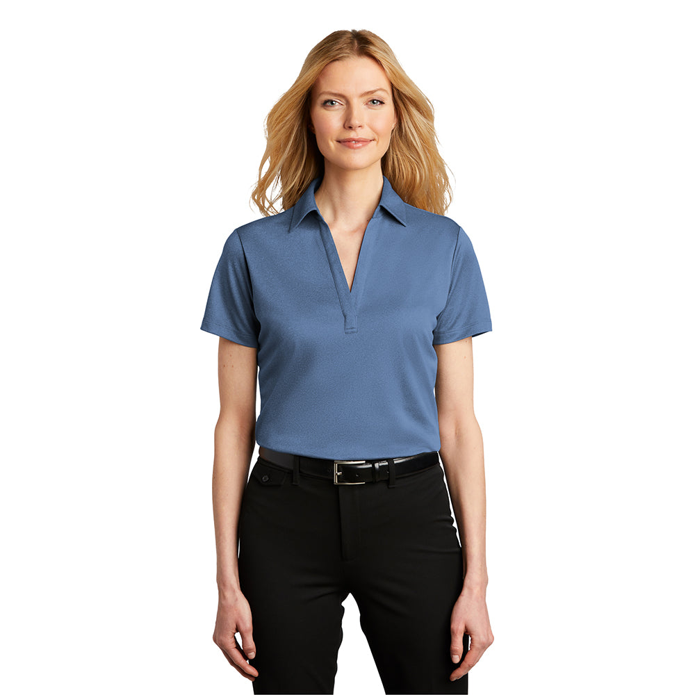 Port Authority Port Authority Women's Heathered Silk Touch Performance Embroidered Polo - Royal Blue Heather