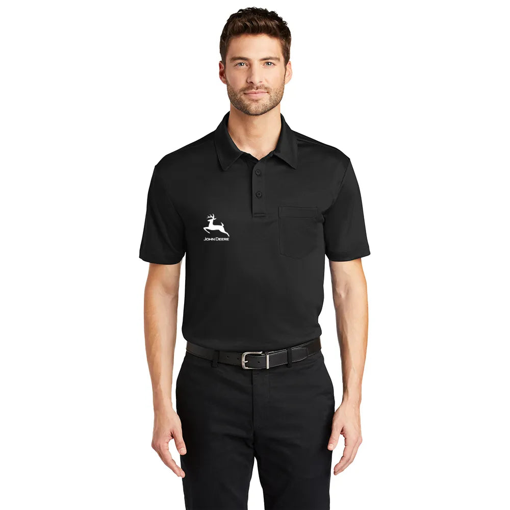 Port Authority Port Authority Silk Touch Performance Pocket Embroidered Polo - Black