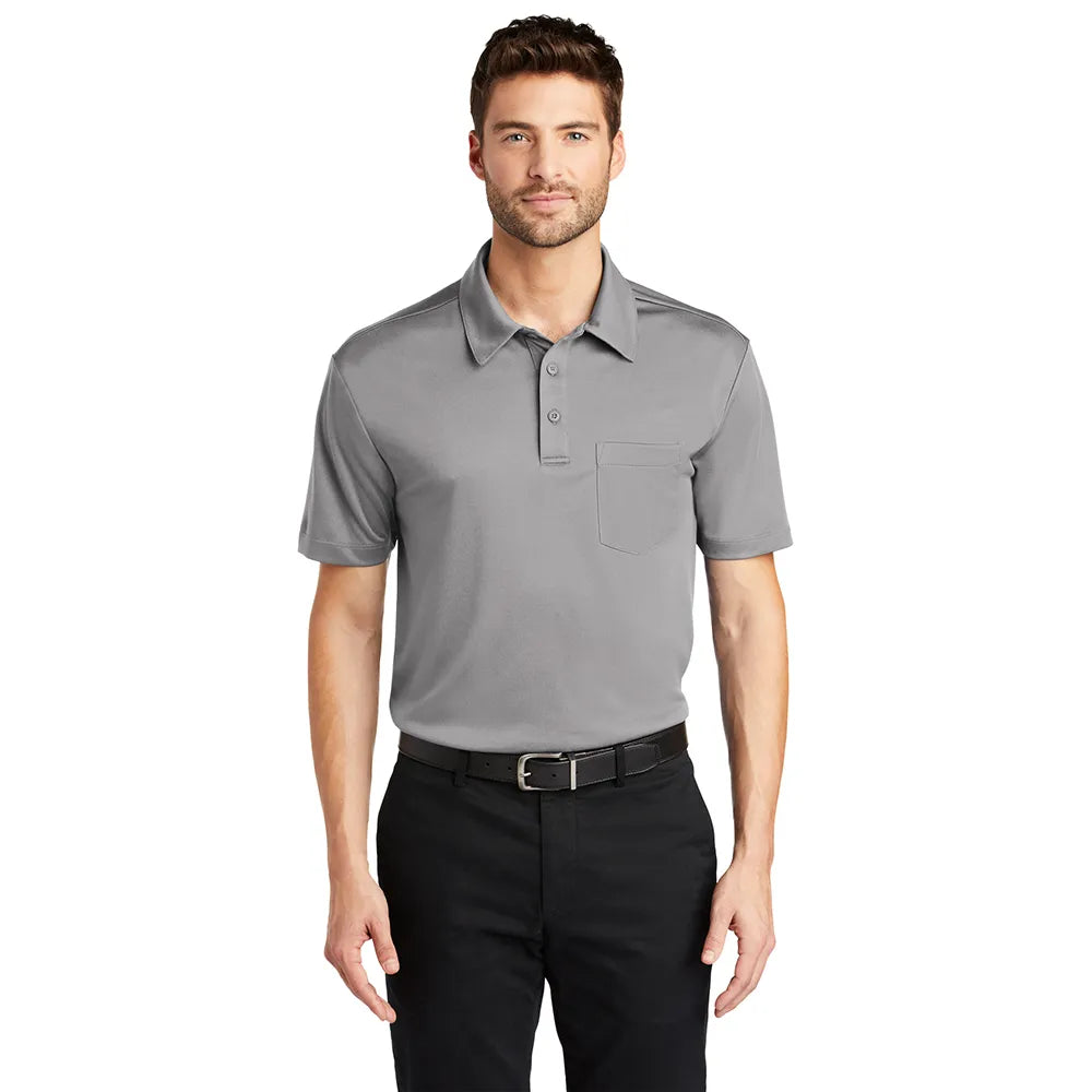 Port Authority Port Authority Silk Touch Performance Pocket Embroidered Polo - Gusty Grey