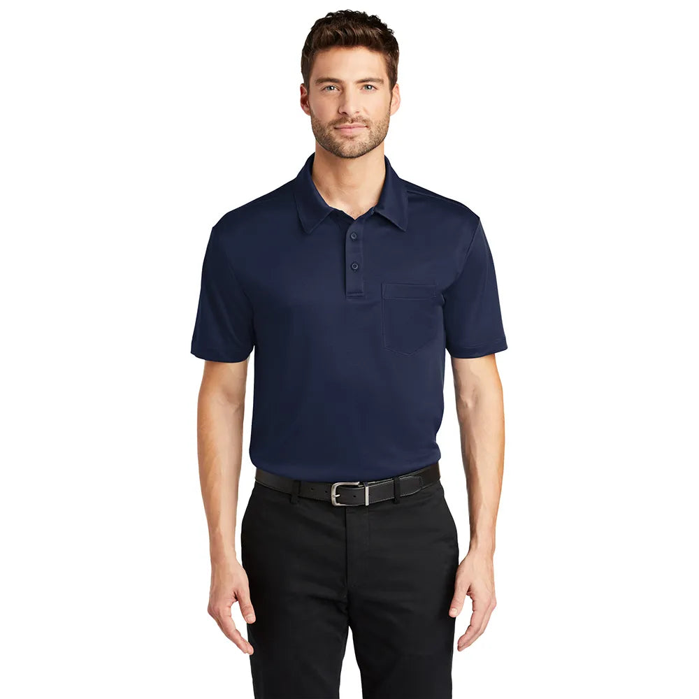 Port Authority Port Authority Silk Touch Performance Pocket Embroidered Polo - Navy Blue