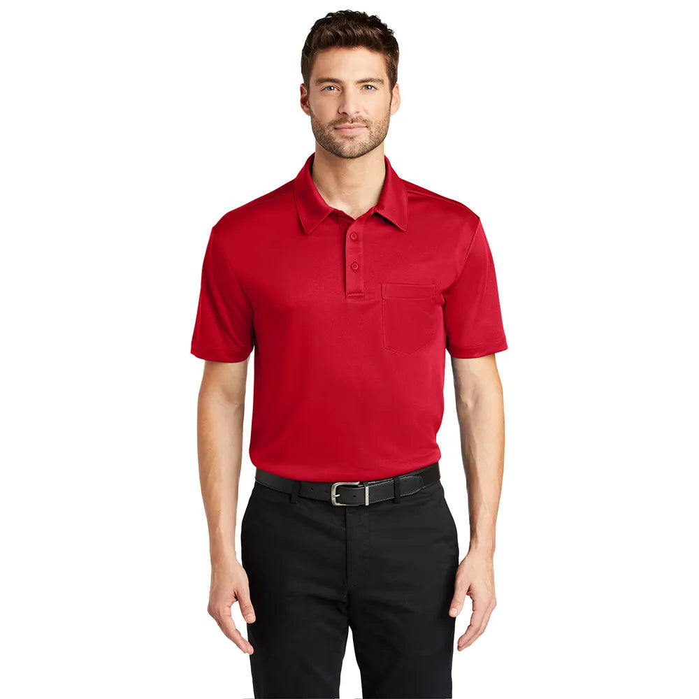 Port Authority Port Authority Silk Touch Performance Pocket Embroidered Polo - Red