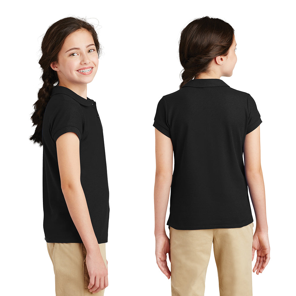 Port Authority Port Authority Girls Silk Touch Peter Pan Collar Embroidered Polo - Light Blue