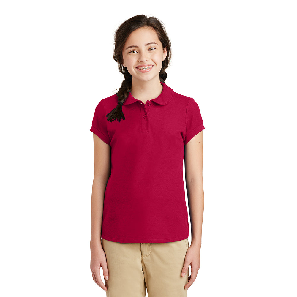 Port Authority Port Authority Girls Silk Touch Peter Pan Collar Embroidered Polo - Royal Blue