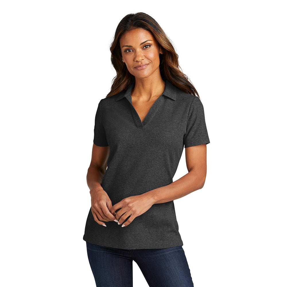 Port Authority Port Authority Women's C-FREE Cotton Blend Pique Embroidered Polo - Dark Green Heather