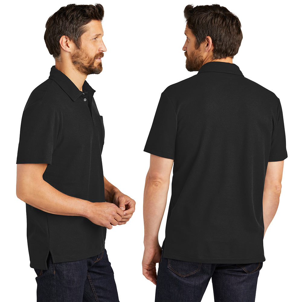 Port Authority C-FREE Cotton Blend Pique Pocket Embroidered Polo - Charcoal Grey Heather (PMS 426C)